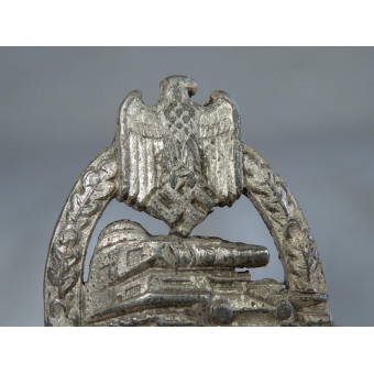Panzer assault badge in silver by W. Deumer. Hollow back. Espenlaub militaria