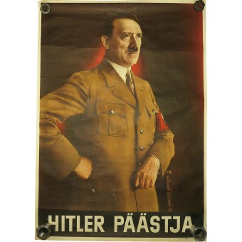 WW2 Original Propaganda Poster met Hitler voor Estlands Hitler Päästja. Espenlaub militaria
