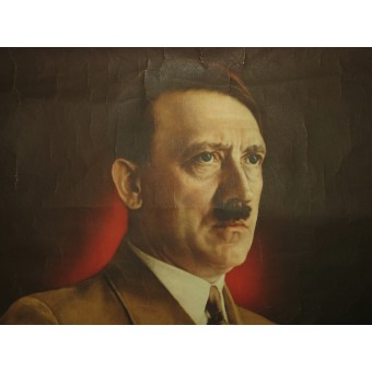 WW2 affiche de propagande originale avec Hitler pour les Estoniens « Hitler Päästja ». Espenlaub militaria