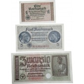 1, 5 and 20 Reichsmark for occupied Eastern territories- Ostland