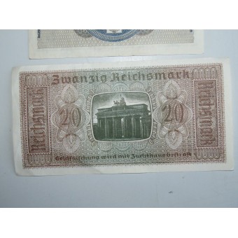 1, 5 y 20 Reichsmark por ocupado Ostland territorios- del Este. Espenlaub militaria