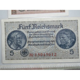 1, 5 ja 20 Reichsmark miehitetyille itäisille alueille- Ostland. Espenlaub militaria