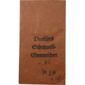Deutsches Schutzwall Ehrenzeichen. Friedrich Orth tas van uitgifte