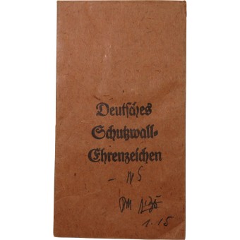 Deutsches Schutzwall Ehrenzeichen. Friedrich Orth bag of issue. Espenlaub militaria