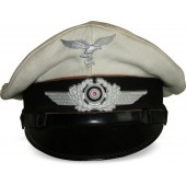 Gorra blanca de la Luftwaffe Nachrichten/Señales para suboficiales