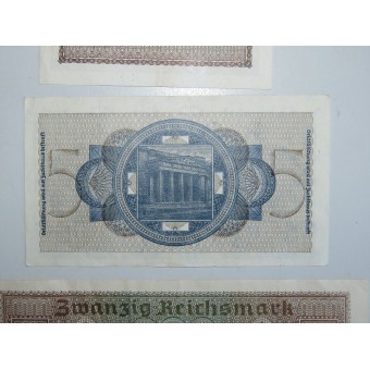 Conjunto de 3er Reich billetes de banco de tiempo de guerra para Ostland. Espenlaub militaria