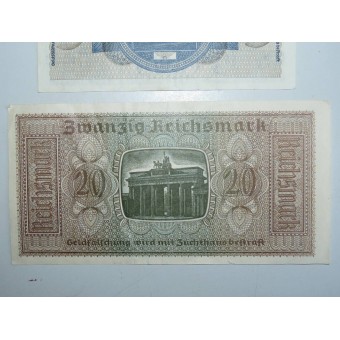 Set of 3rd Reich war time banknotes for Ostland. Espenlaub militaria