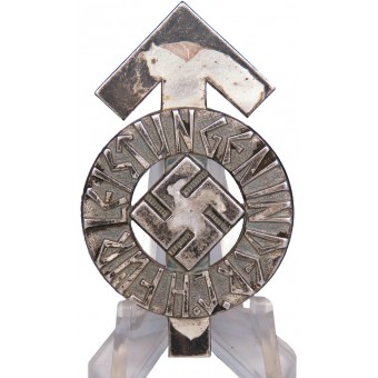 HJ-Leistungsabzeichen in Silber. M1/34 Carl Wurster, Markneukirchen. CupAl. Numbered 86095. Espenlaub militaria
