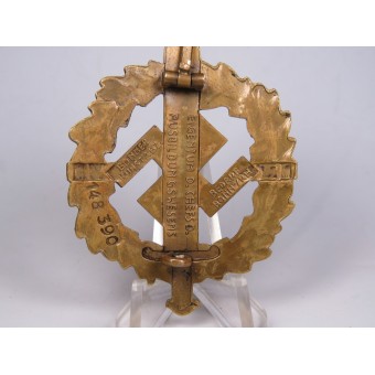 Sa-Wehrabzeichen in Bronze. Buntmetal, niet-magnetisch, BONNER KUNSTABZ. BEDARF BONN. Espenlaub militaria