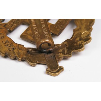 SA-Wehrabzeichen in Bronze. Buntmetall, nicht magnetisch, Bonner Kunstabz. Bedarf Bonn. Espenlaub militaria
