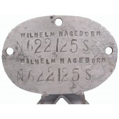 Käsintehty Kriegsmarine ID-kiekko: Wilhelm Hagedorn, Nordsee, Flottendiest.