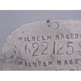 Handgefertigte Kriegsmarine Ausweisscheibe: Wilhelm Hagedorn, Nordsee, Flottendiest. Espenlaub militaria