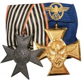 Poliisivirkailijan mitalipalkki, ensimmäisen maailmansodan veteraani.
