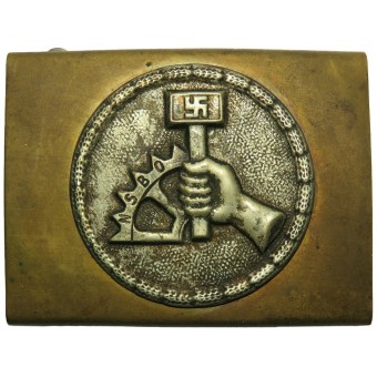 NSBO- латунная пряжка с накладным медальоном из нойзильбера. Espenlaub militaria