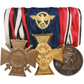 Ensimmäisen maailmansodan poliisiveteraanin mitalipalkki.