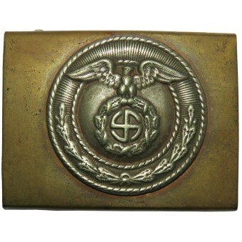 SA-stormtrooper brass buckle w/ running swastika. Espenlaub militaria