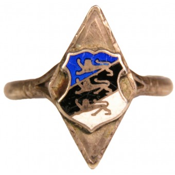 Estnischer patriotischer Ring eines SS-Freiwilligen mit estnischem Wappen. Espenlaub militaria
