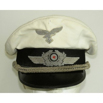 Luftwaffe summer cap for officers with a white cover. Marie Slama & Sohn. Espenlaub militaria