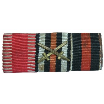 Une barrette de trois médailles pour un vétéran de la Première Guerre mondiale. Espenlaub militaria