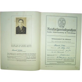 Drl ReichsportAbzeichen, SportBadge -sertifikaatti. Espenlaub militaria