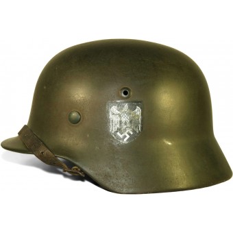 Стальной шлем Вермахта  M 35, N.S 64, бывшая двухдекалка полиции.. Espenlaub militaria