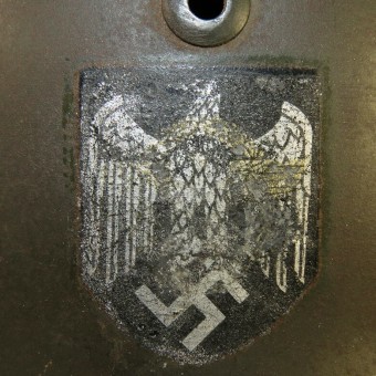 3rd Reich Wehrmacht M35, N.S 64, ex politie dubbele stickerhelm.. Espenlaub militaria