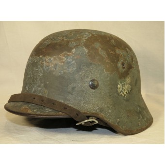 Solo casco de acero alemán M35 Wehrmacht calcomanía, personalizado. Espenlaub militaria