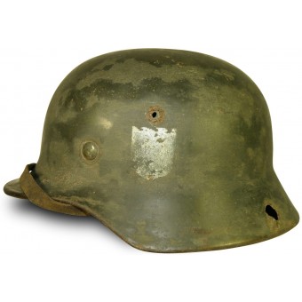 WW2 Duitse dubbele decal m 35 Wehrmacht stalen helm. Espenlaub militaria