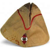 HJ Schiffchen. Cotton, red piped side hat
