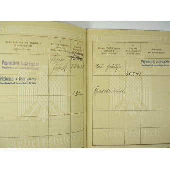 3:e rikets personliga ID-bok för arbetsgivaren. Espenlaub militaria