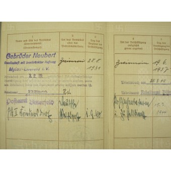 WW2 tercera originales Reich libro Identificación personal para el empleador. Espenlaub militaria