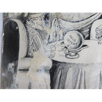 Anti-fascist postcard with caricature of Axis defeat. Espenlaub militaria