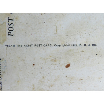 Anti-fascist postcard with caricature of Axis defeat. Espenlaub militaria