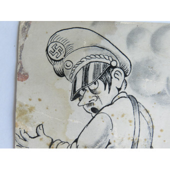 Антифашистская почтовая открытка с карикатурой на Гитлера. Espenlaub militaria