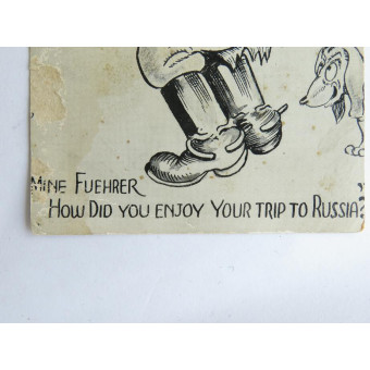 Антифашистская почтовая открытка с карикатурой на Гитлера. Espenlaub militaria