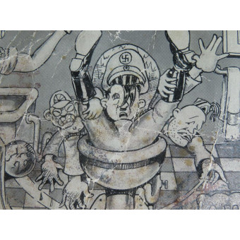 Anti-fascist postcard with caricature of Hitler and his allies. Espenlaub militaria