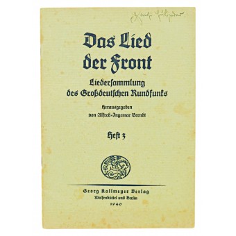 Voorlied-verzameling van liedjes van de grote Duitse radio-uitzendingen. 3e editie. Espenlaub militaria