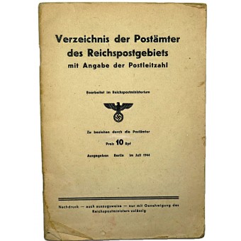 Directory of post offices in the Reichspost area. Espenlaub militaria