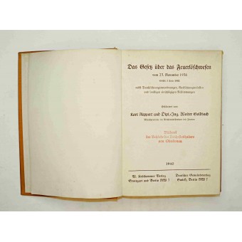 Das Gesetz über Das Feuerlöschwesen vom 23. marraskuu 1938. Espenlaub militaria