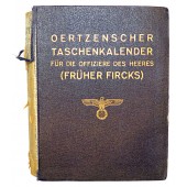Calendario de bolsillo Oertzenscher para oficiales de la Wehrmacht