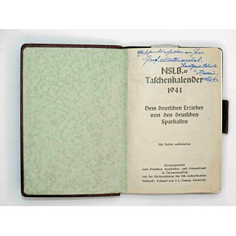 Jahrbuchkalender für Mitglieder des Nationalsozialistischen Lehrerbundes 1941. Espenlaub militaria