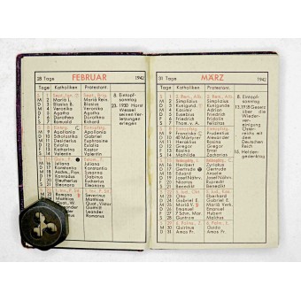 Calendario tascabile del soldato tedesco 1942 da Stab III Flak-Regiment 155. Espenlaub militaria