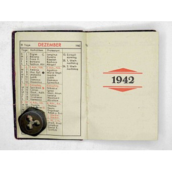 Pocket Calendar of Duitse soldaat 1942 van STAB III Flak-Regiment 155. Espenlaub militaria