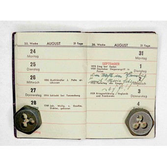 Calendrier de poche du soldat allemand 1942 de Stab III Flak-Regiment 155. Espenlaub militaria