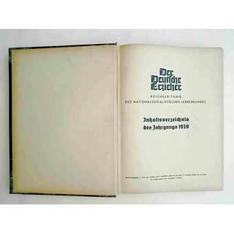 Der Deutsche Erzieher, Reichsleitung des NationalSozialistisSchen Lehrerbundes, Inhaltsverzeichnis des Jahrgangs 1939 (HEFT 1-21). Espenlaub militaria