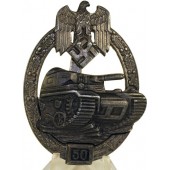 Panzerkampfabzeichen in Silber mit Einsatzahl-"50", PAB in silver for 50 combat days.