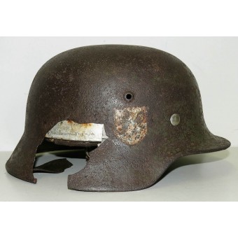 Waffen SS M35 DD casco de montaña Div. NORD, batalla dañado. Espenlaub militaria