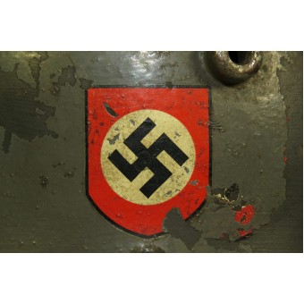 Terzo Reich doppio decalcomania Polizei, austriaco M casco 16 acciaio. Espenlaub militaria