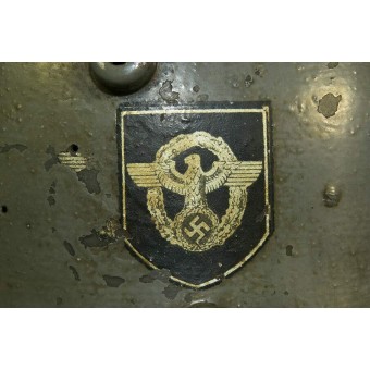 3º Reich doble Etiqueta Polizei, austríaco M casco de acero 16. Espenlaub militaria