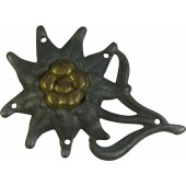Emblema laterale del cappello tedesco Gebirgsjager in acciaio ossidato - Stella Alpina